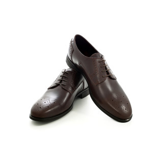 Тъмнокафяви официални мъжки обувки, естествена кожа перфорирана - елегантни обувки за целогодишно ползване N 100018161